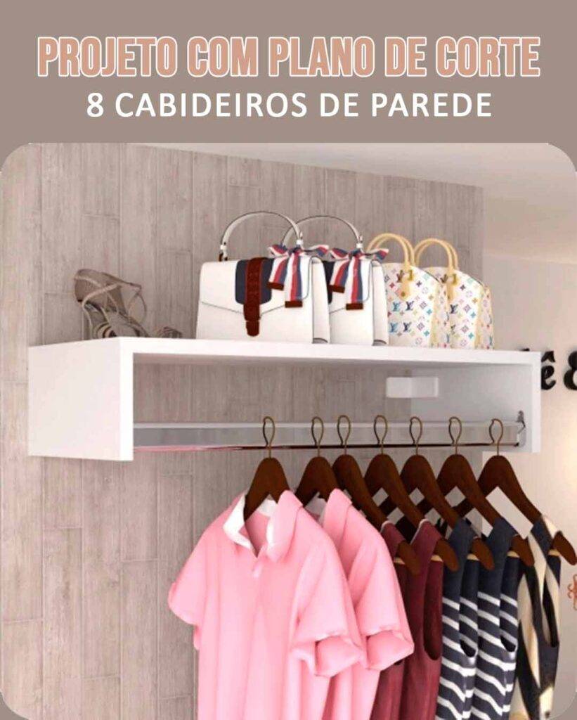 Cabideiro de parede com plano de corte
