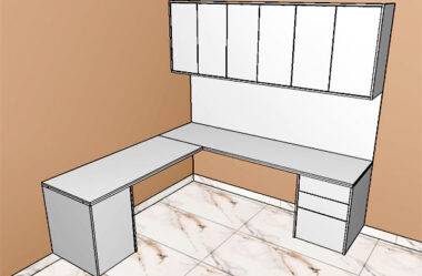 Projeto de escritório com plano de corte