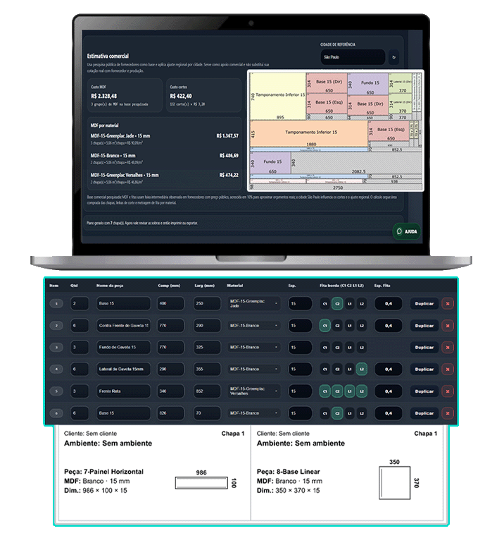 Plataforma de plano de corte inteligente.